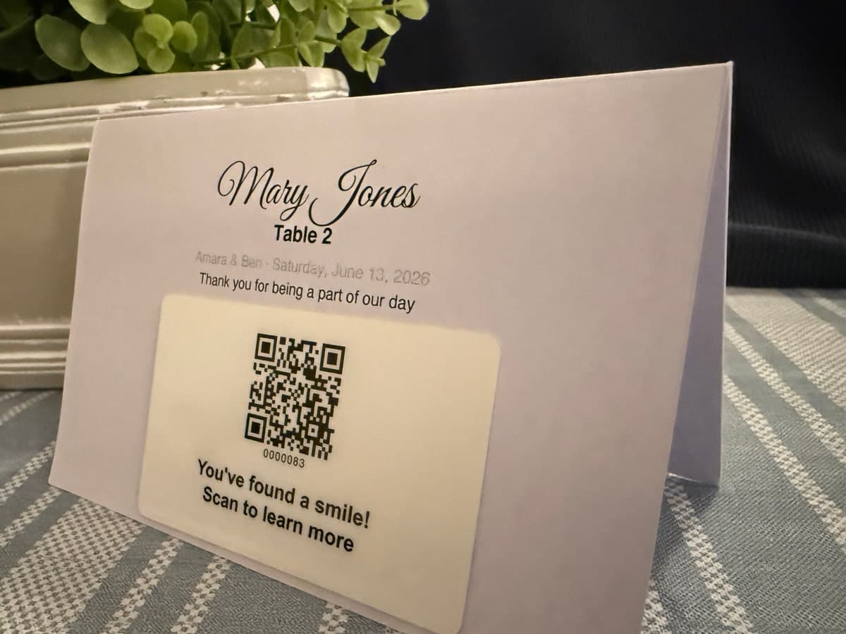 Personalized place cards, in use at an event