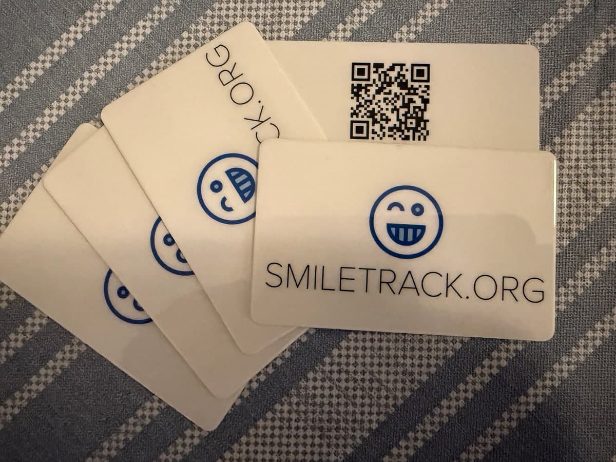 Smile cards, in use at an event